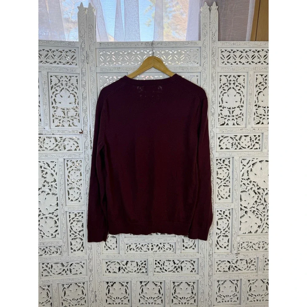 Banana Republic Fisherman Red V Neck Sweater Silk Cashmere Mens L Fits Medium